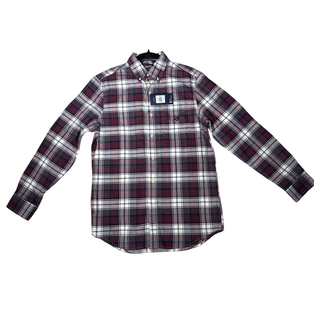 Chaps‎ Classic Oxford Plaid Button Down Shirt Red Teal Size S New